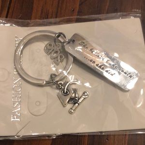 Metal keychain with 3 charms